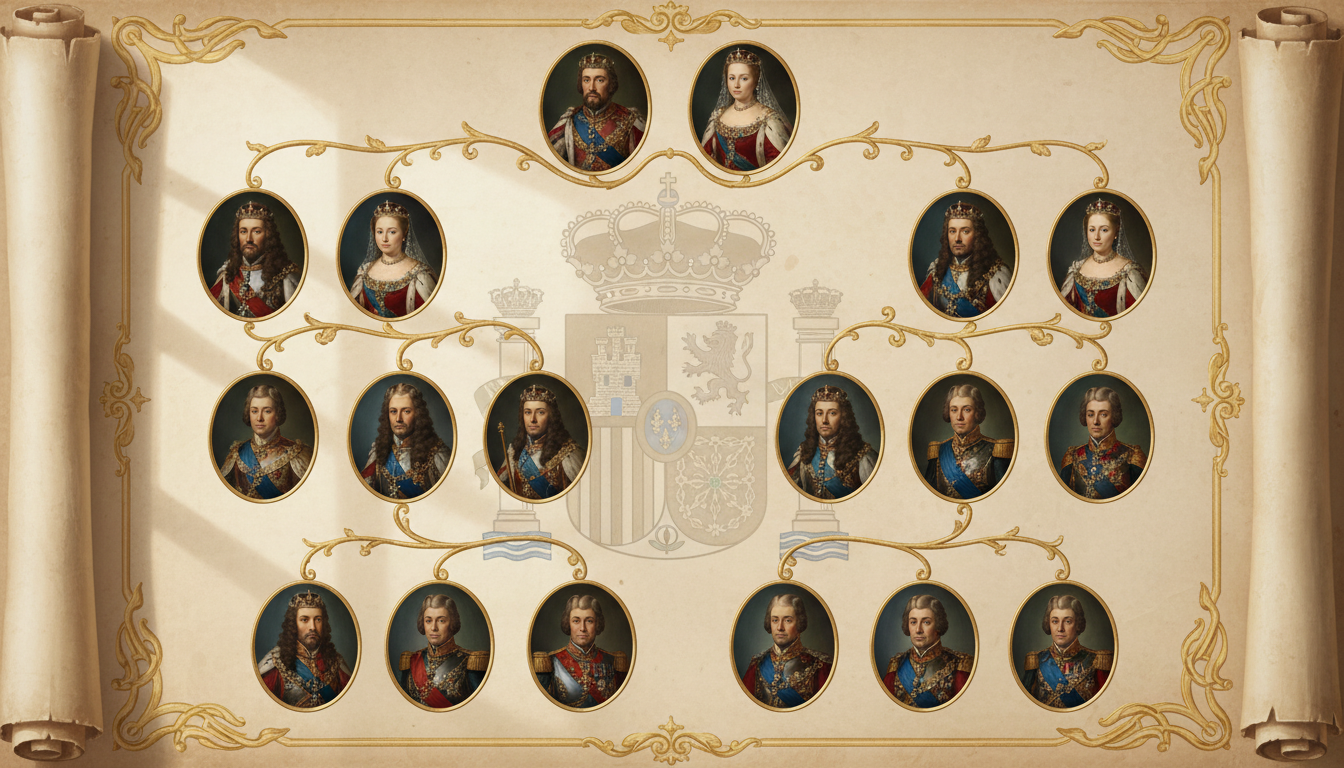 découvrez l'histoire et la généalogie des rois d'espagne, retraçant les lignées royales et leur influence à travers les siècles.