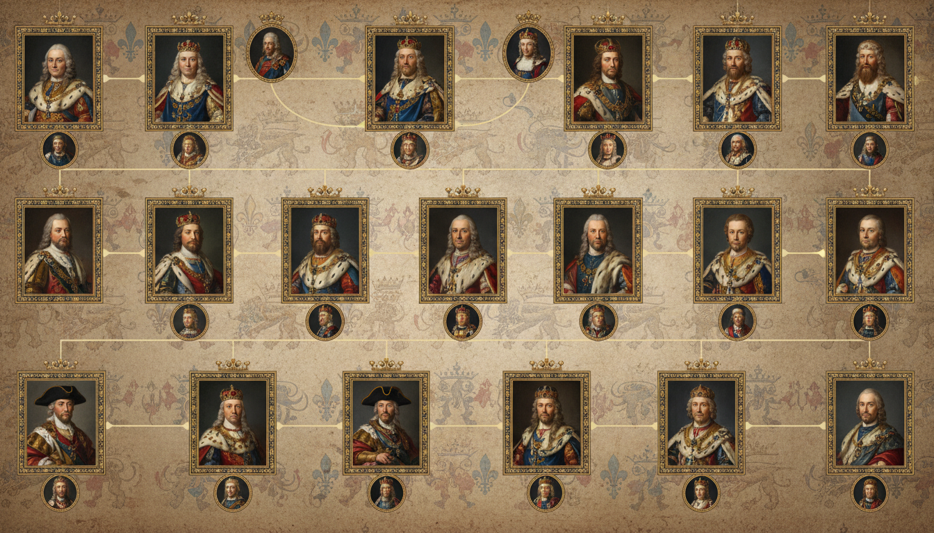 découvrez la généalogie des rois de france, retraçant l'arbre familial des monarques qui ont marqué l'histoire du pays.